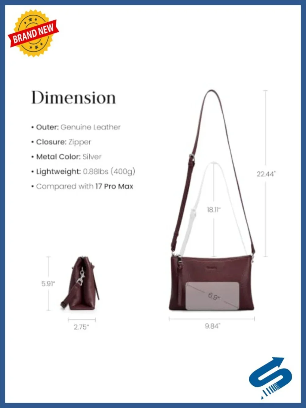 Genuine Leather Small Crossbody Bag for Women RFID Card Slots